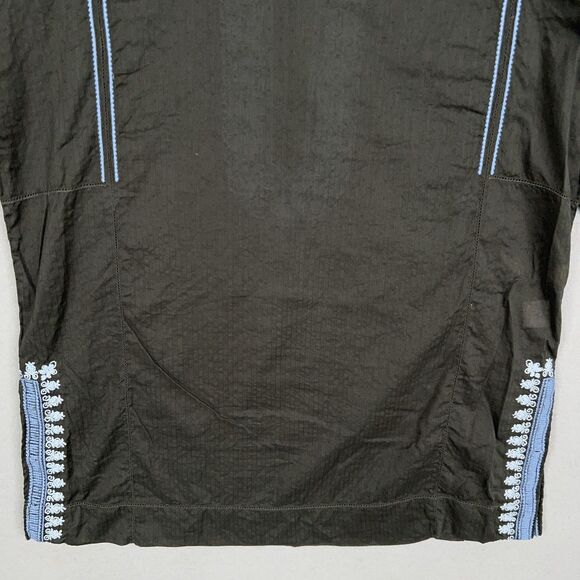 Tommy Bahama Shirt Womens 6 Grey Blue Embroidered Linen Boho Tunic Top Relax - Picture 9 of 16